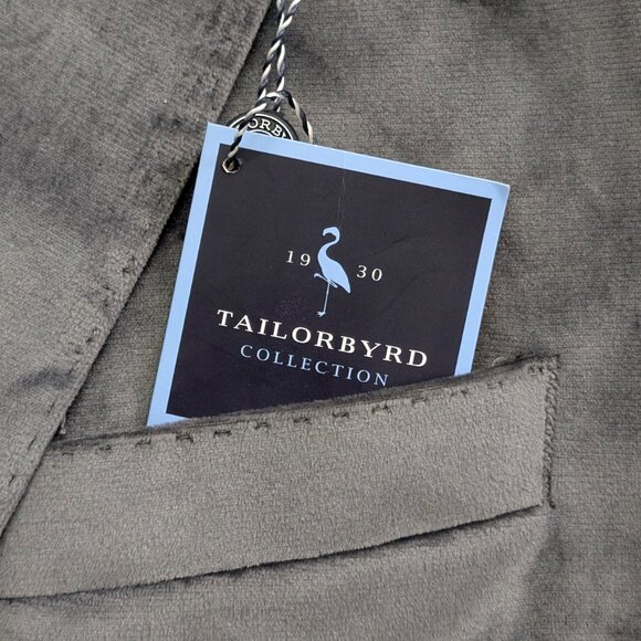 Tailorbyrd Collection Velvet Blazer Men's Size 44R Gray NWT Smokers Jacket - Picture 4 of 12